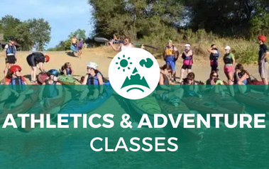 Athletics and Adventure Classes - image of kayakers in a row along the water