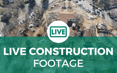 Live Construction Footage - drone shot of clubhouse and park after construction began