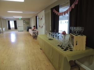 Event setup tables decorated for a party